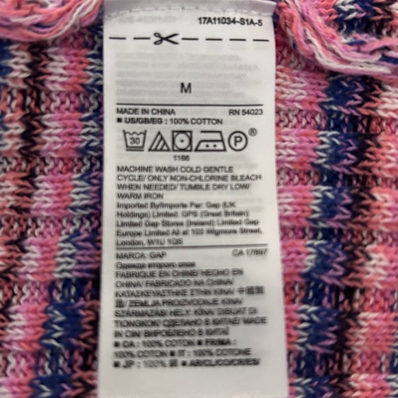 GAP FOR GOOD Open Front Short Sleeve Spacedye Cardi In Pink/Purple/Blue M ✨NWOT✨ - Picture 10 of 10